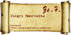 Zsigri Henrietta névjegykártya